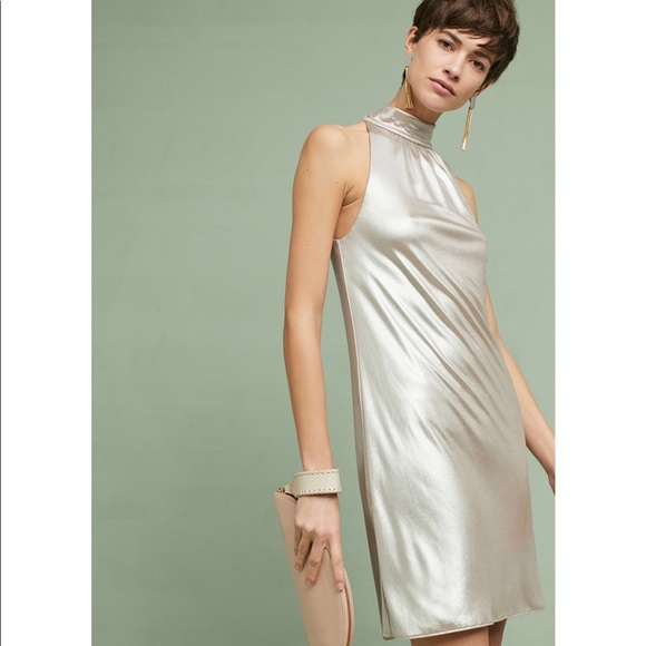 Anthro Bailey 44 Shimmer Mockneck A-line Dress - Picture 1 of 6